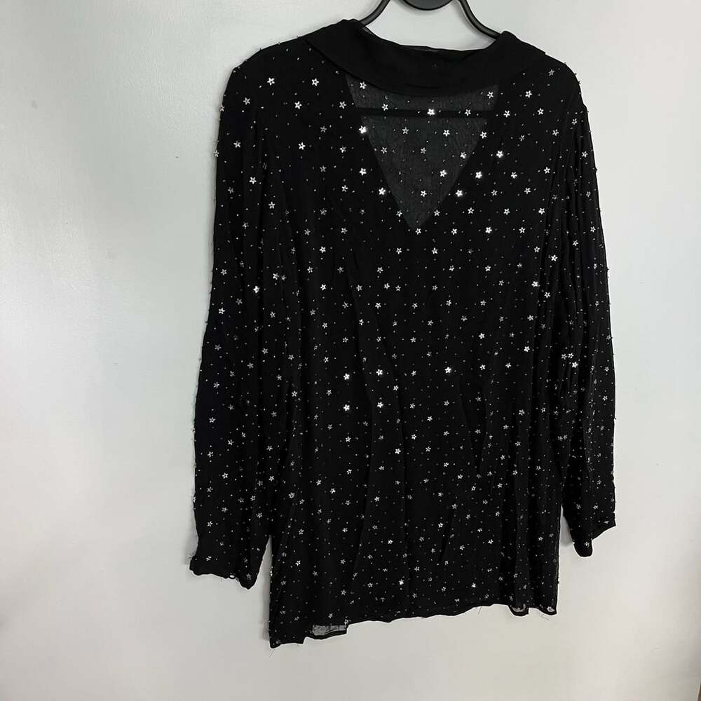 All Saints Shalien Star Embellished Sheer Black Top Blouse - Picture 12 of 13